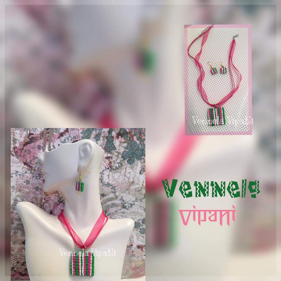 Simple organza or cord pendant sets with earrings