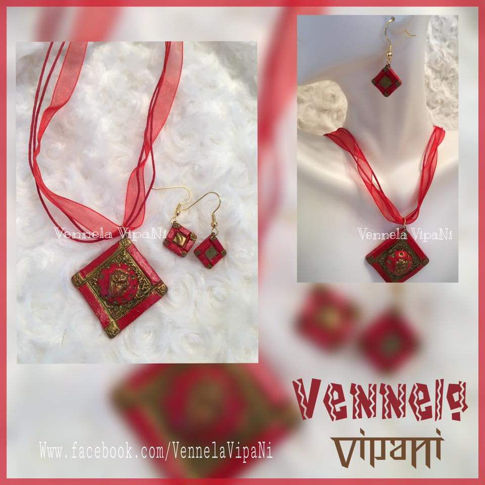 Thumbnail: Simple organza or cord pendant sets with earrings