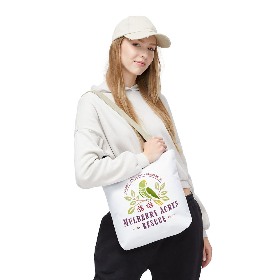 Thumbnail: Mulberry Acres Parrot Rescue Tote, Eco-Friendly Reusable Bag, Bird Lover Gift