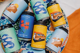 Jump Ship Brewing Beer Cans with bright designs