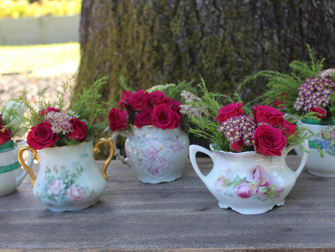 Floral china flower vessels