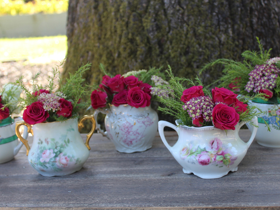 Floral china flower vessels