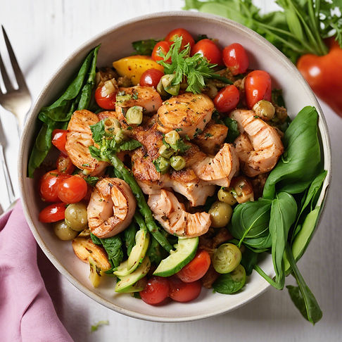 a well balanced and indulgent but healthy meal promoting a fulfilling and nutritious lifes