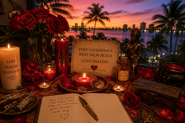 Relationship-healing ritual setup for clients in Fort Lauderdale and West Palm Beach