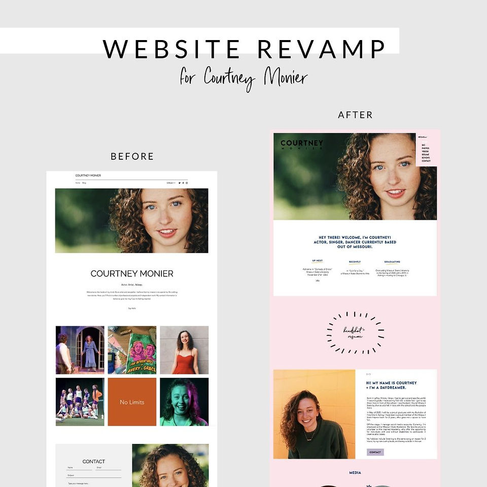 Wix website design for Courtney Monier by Bridgette Karl of forty-ninth street, websites for actors