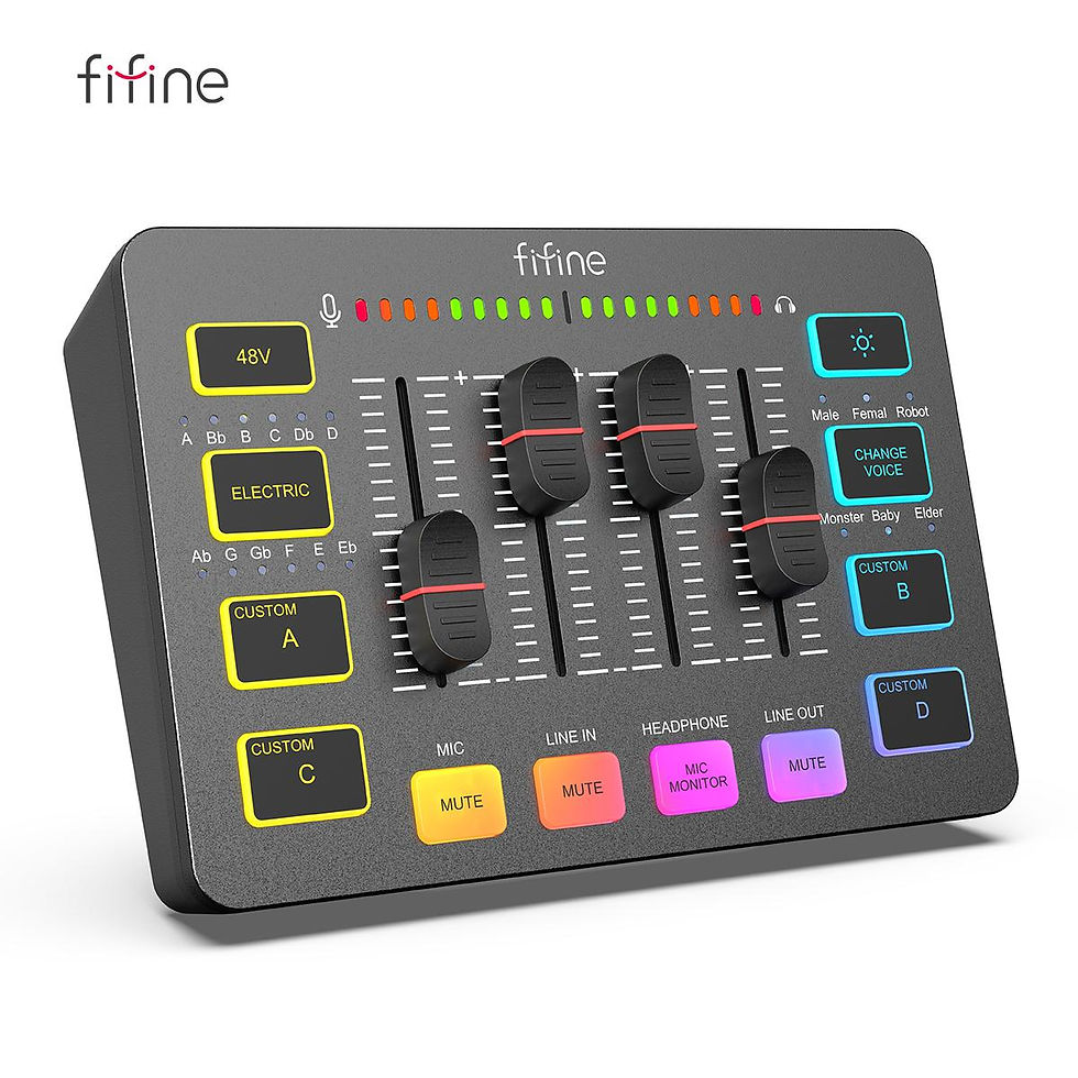 Miniatura: Mesa de Som Gamer FIFINE USB com Entrada XLR e Phantom Power 48V