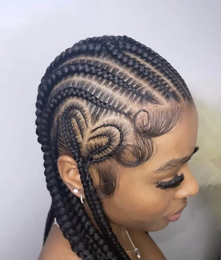 Woman With Double heart cornrow braids