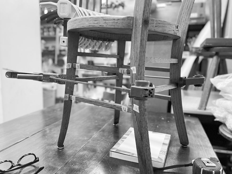 A chair being restored