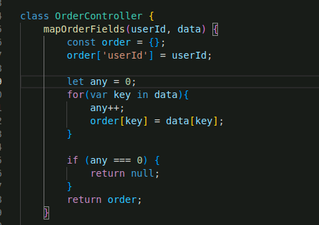 Vulnerable code - mapOrderFields Method