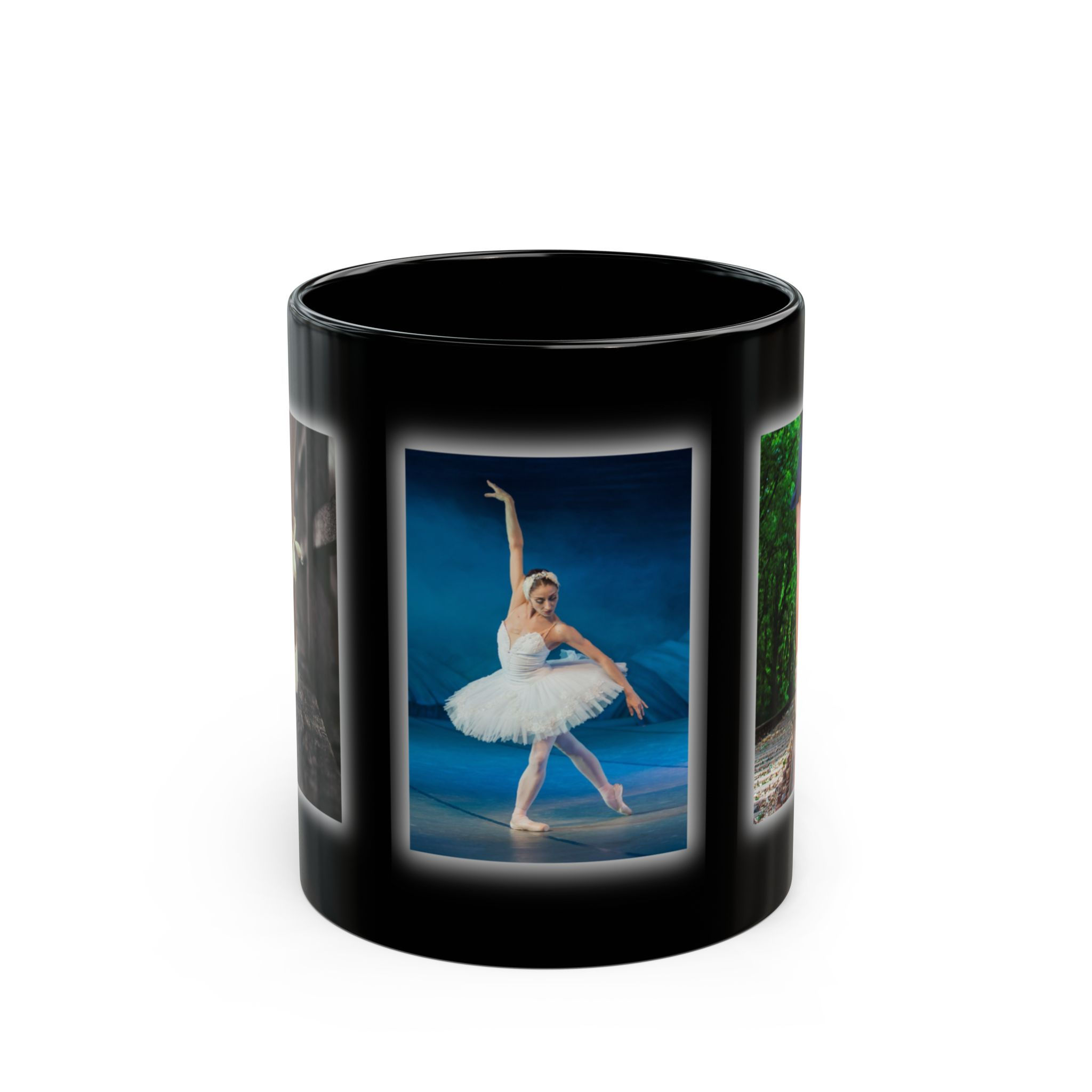 Ballet Dancer Photo Black Ceramic Mug — 11oz