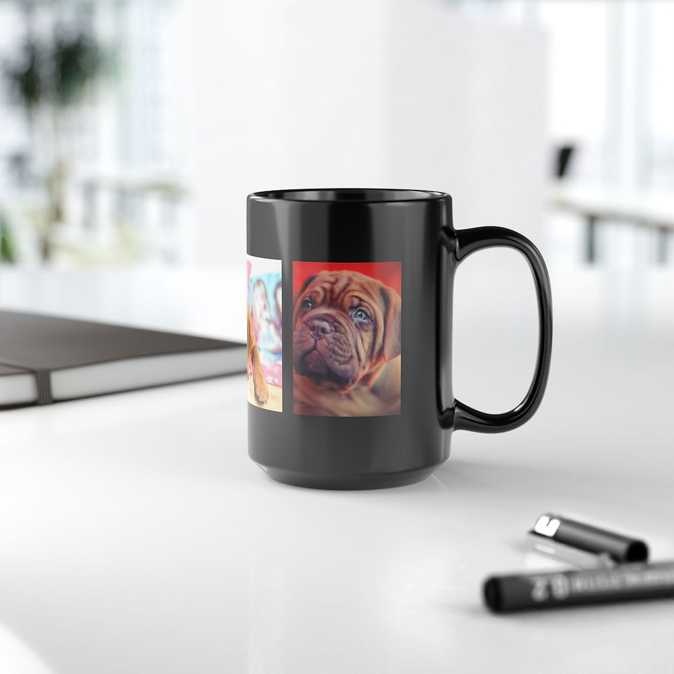 Thumbnail: Cozy Pet Portrait Black Ceramic Mug