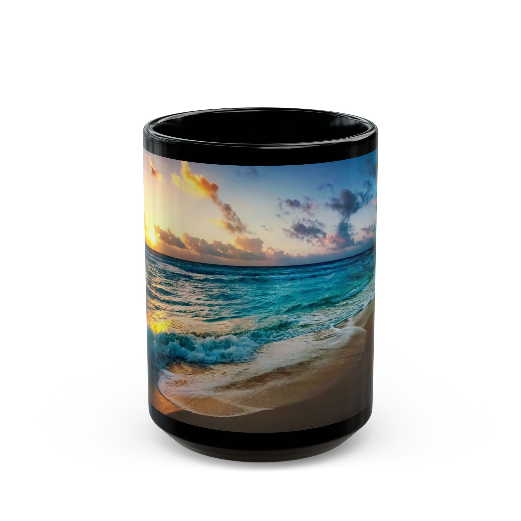  Beach Sunrise Mug — Ocean Waves Coffee Cup (15oz)