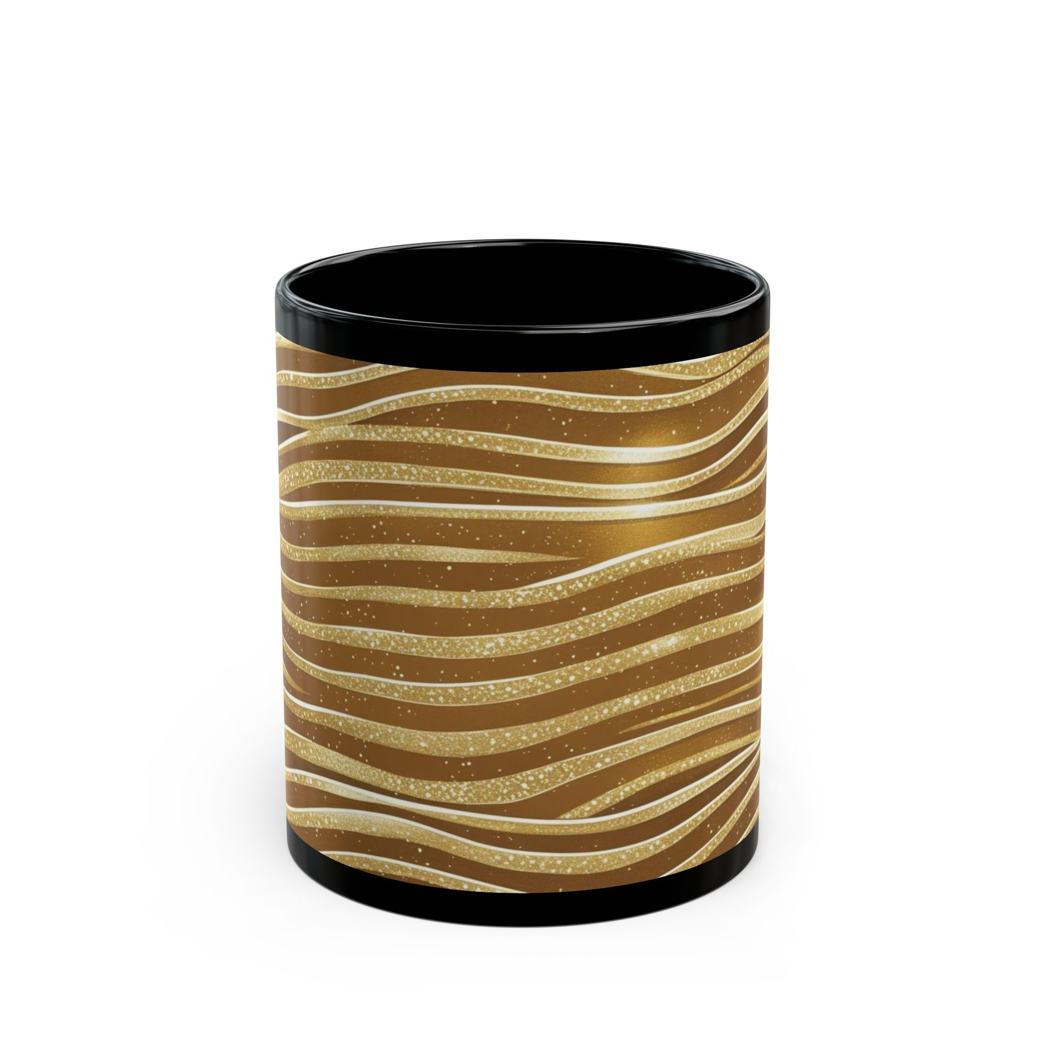 Gold Wave Textured Mug — Shimmering Gold Sandstone Finish (11oz)