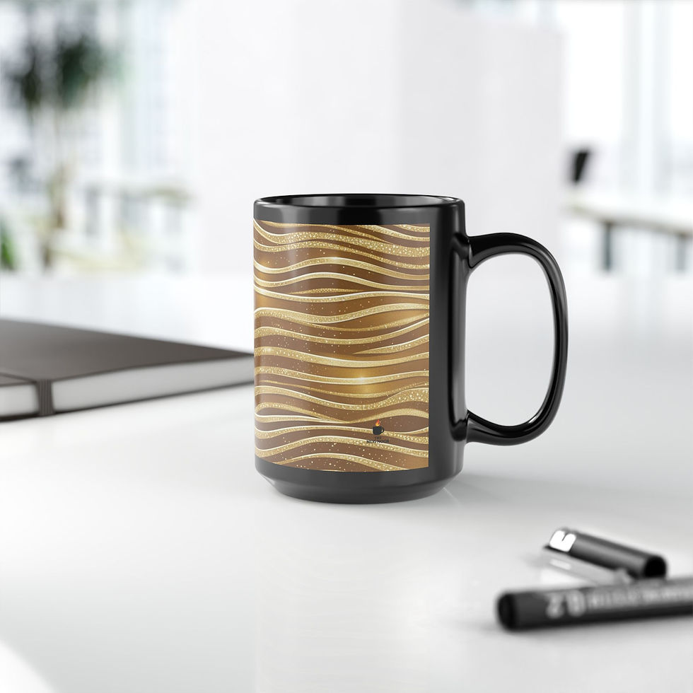 Thumbnail: Gold Wave Textured Mug — Shimmering Gold Sandstone Finish (15oz)