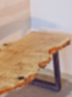 Thumbnail: Solid 'pippy' Oak bench with black stained Ash legs. Handmade in Northamptonshire (UK) and available wit UK delivery.