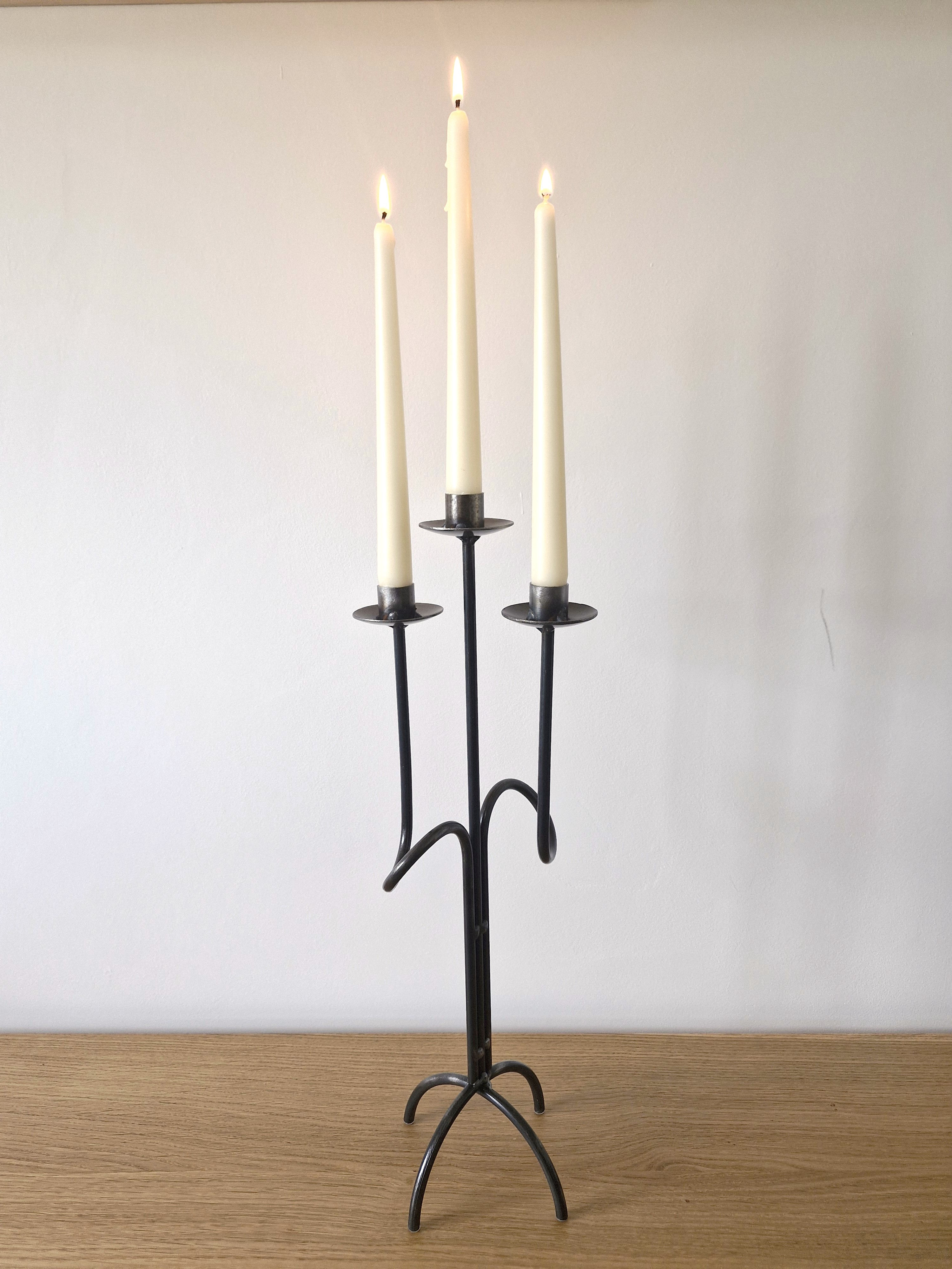 Triple Steel Candle Holder