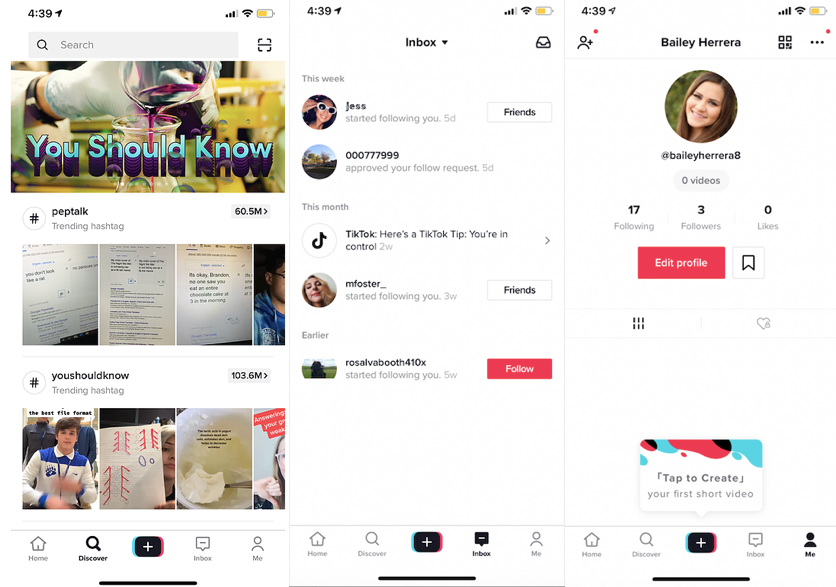 tiktok account, followers, following and likes