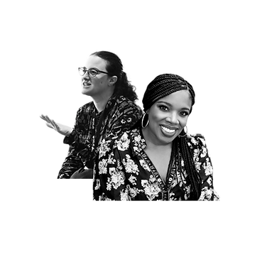 Two female leaders smiling, collage