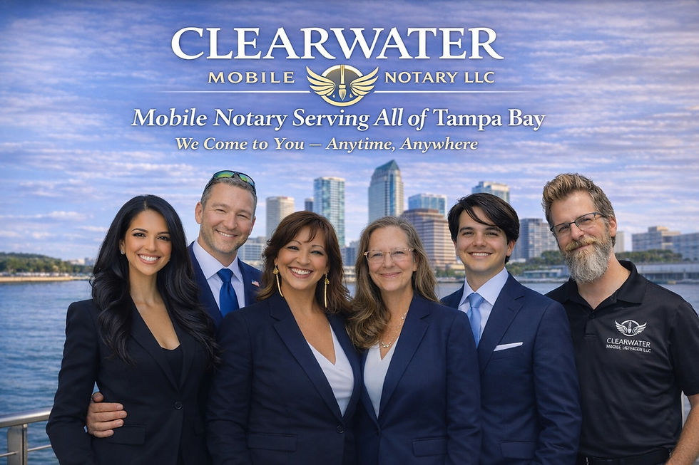 Mobile notary team Jan Brandi and Hans Muehlen with Chief Happiness Officer Jack providing trusted mobile notary services in St. Petersburg and Pinellas County Florida
