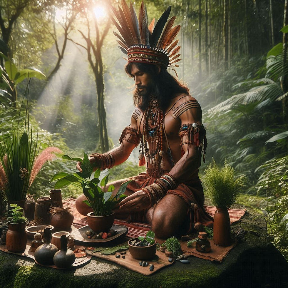 Un Mohan realizando medicina a partir de plantas