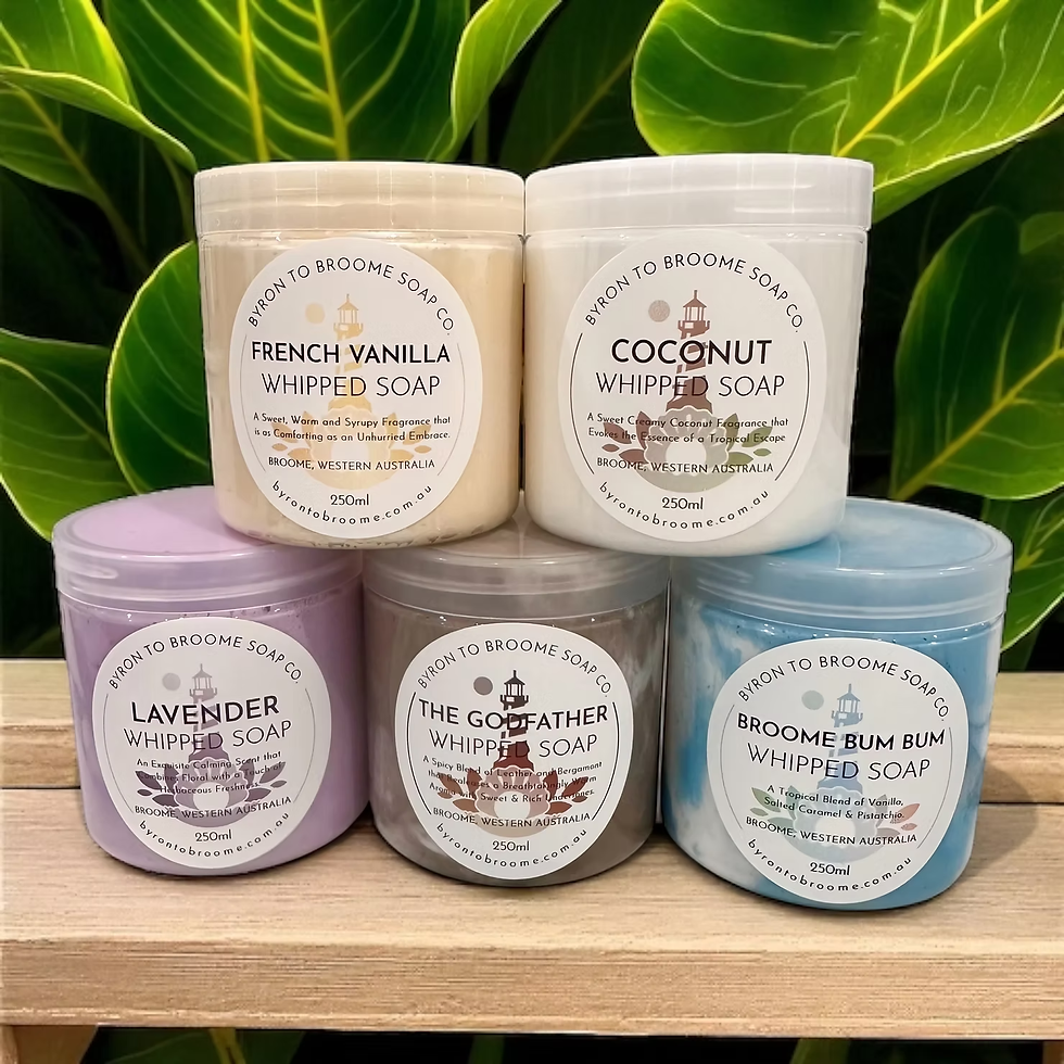 Some of the Whipped Soap varieties that Byron to Broome Soap Co. has to offer.
