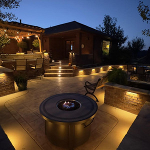 Fire Pit sitting area with night lighting