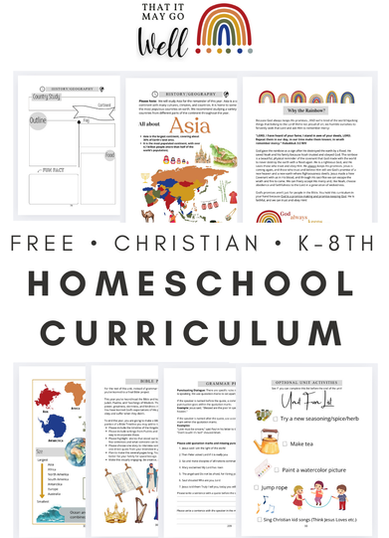 homeschool curriculum for k-8 grade infographic
