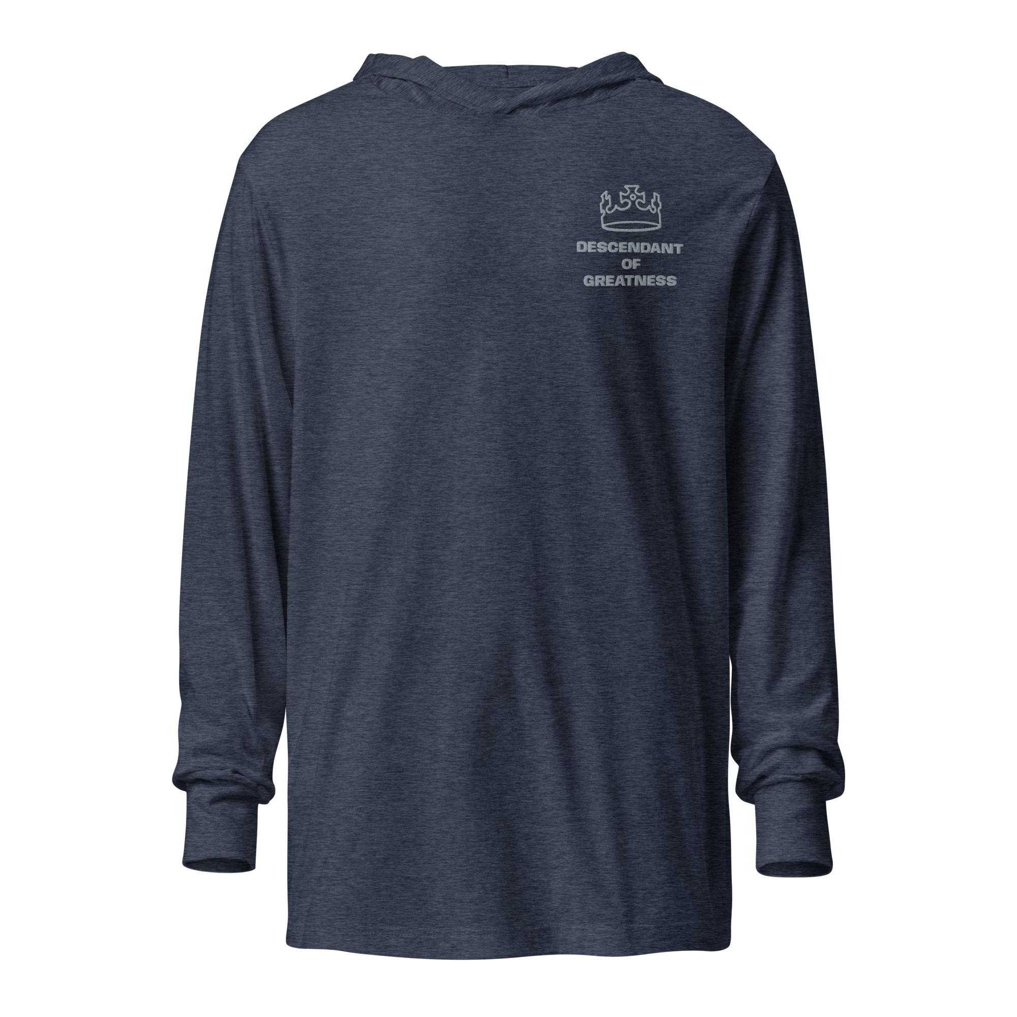 GRAY (Embroidered)- Hooded long-sleeve tee