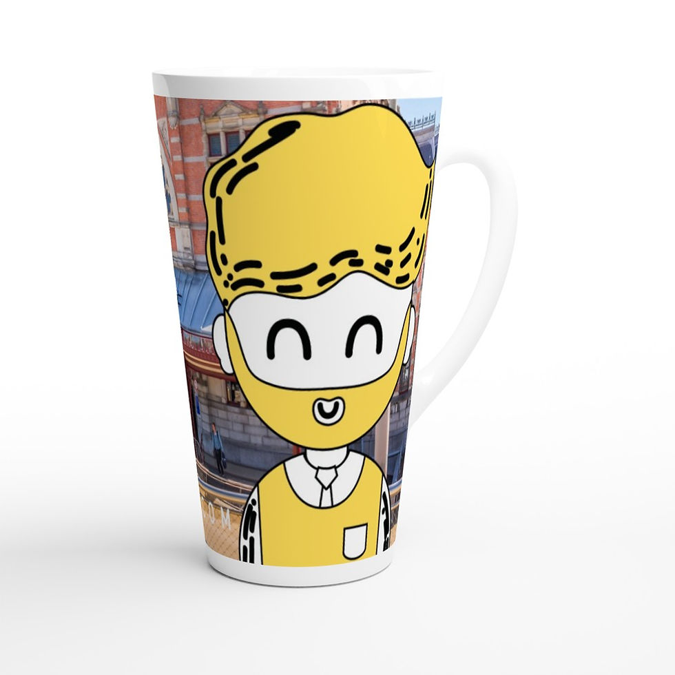 Thumbnail: White ceramic latte mug of 17oz
