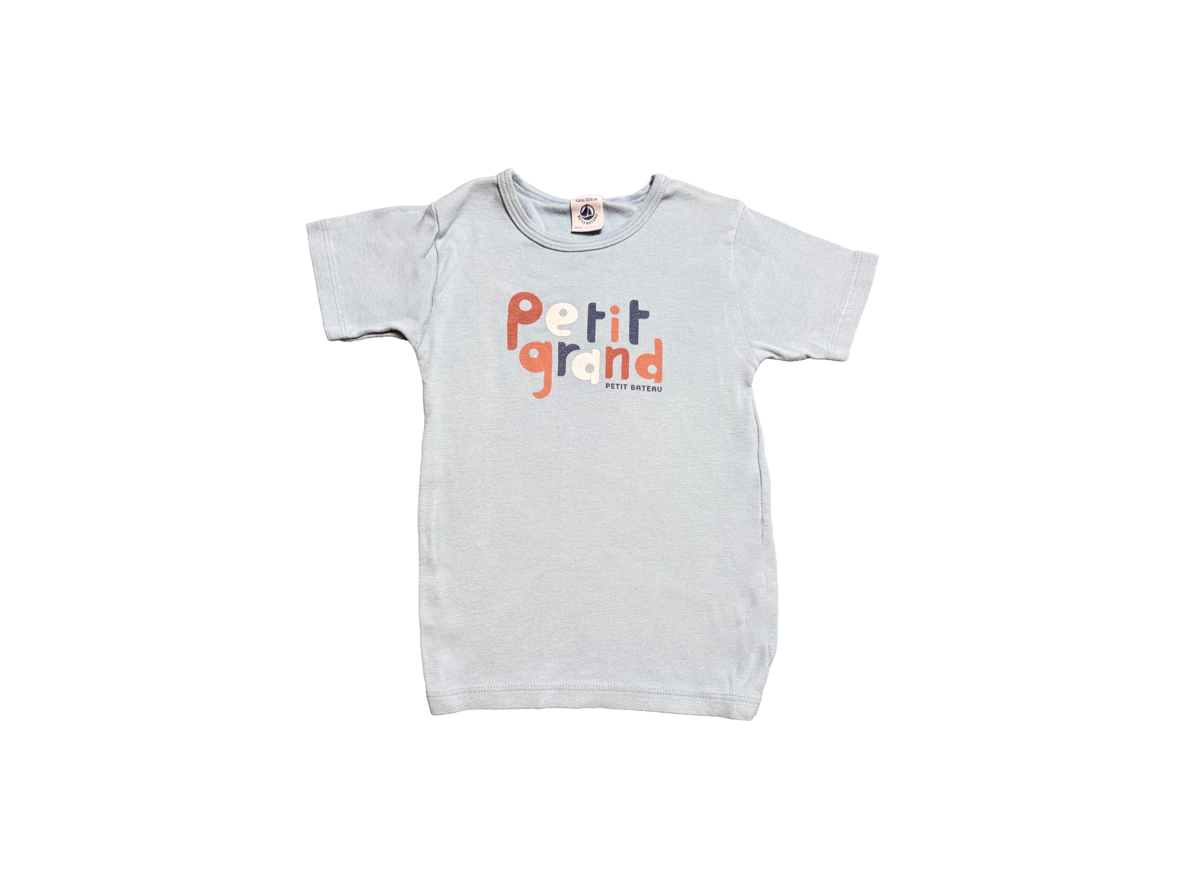 T shirt bleu clair manches courtes Petit Bateau 4 ans