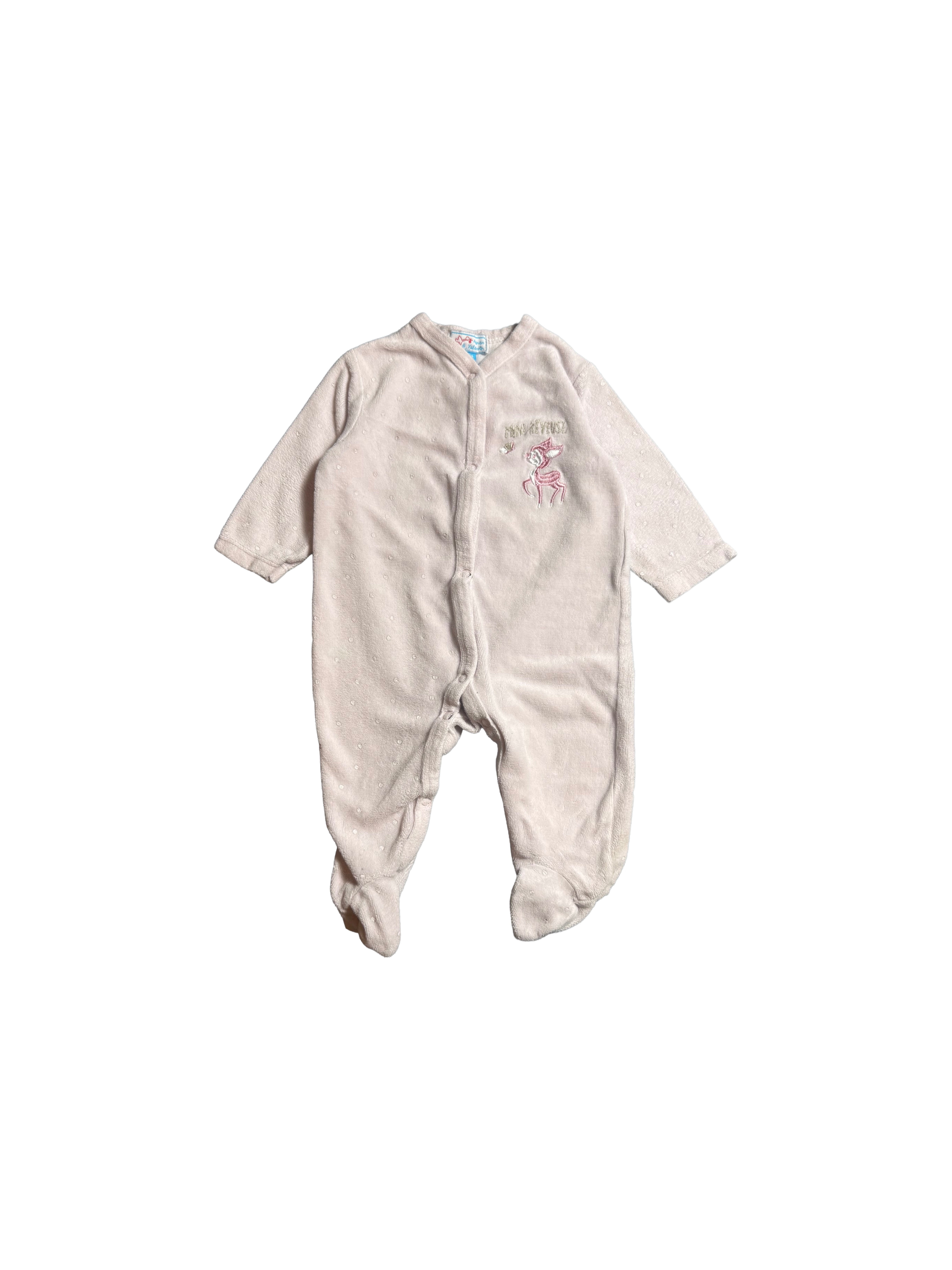 Pyjama rose velours Manon & Valentin 3 mois