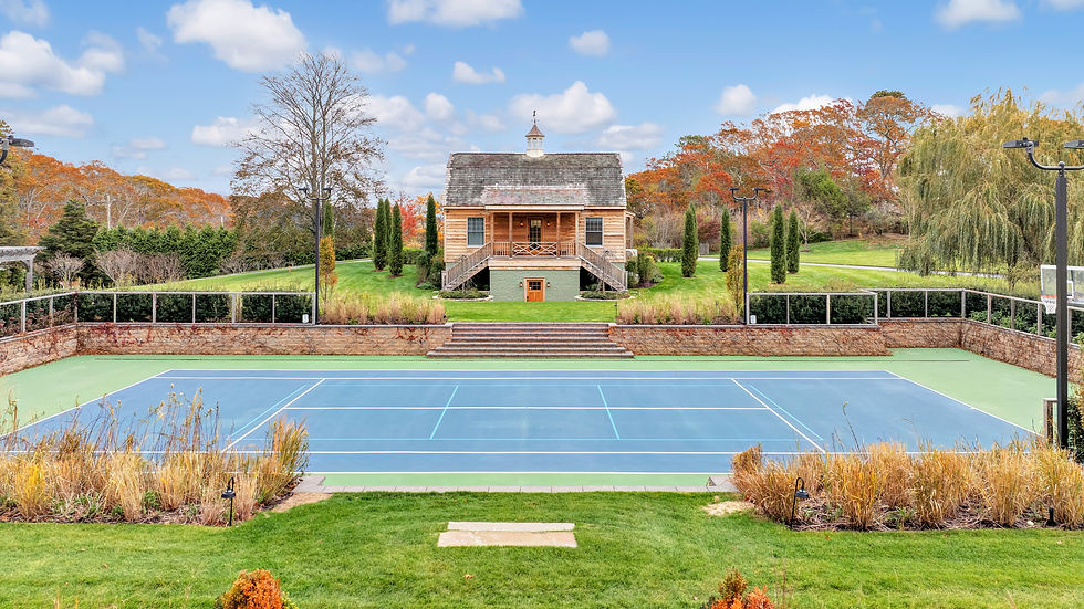 Cottage and tennis court
