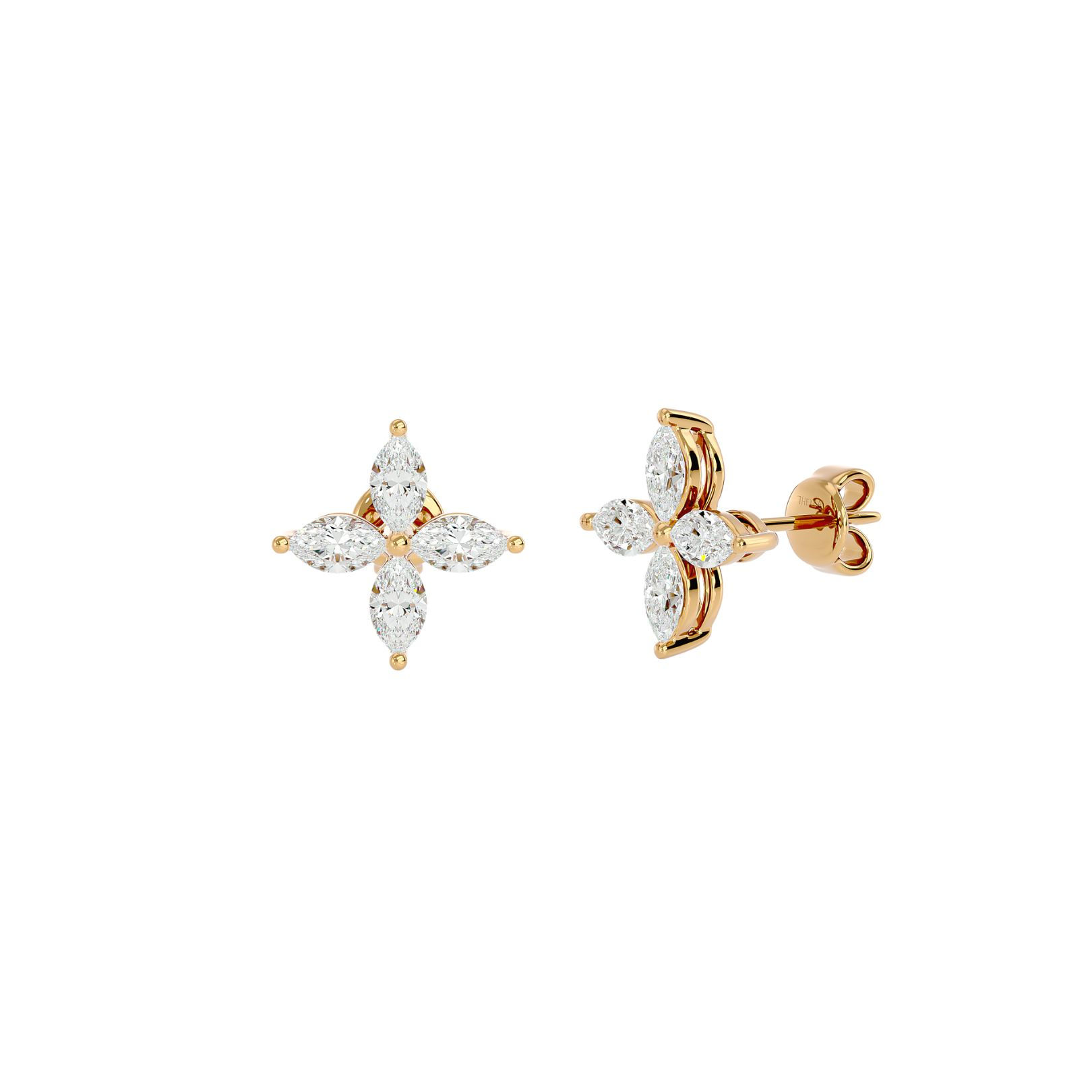 4 Petal Flower Diamond Earrings