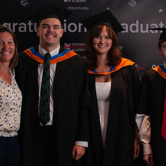 Genevieve Gordon-Thomson at graduation with the Business of Motorsport students