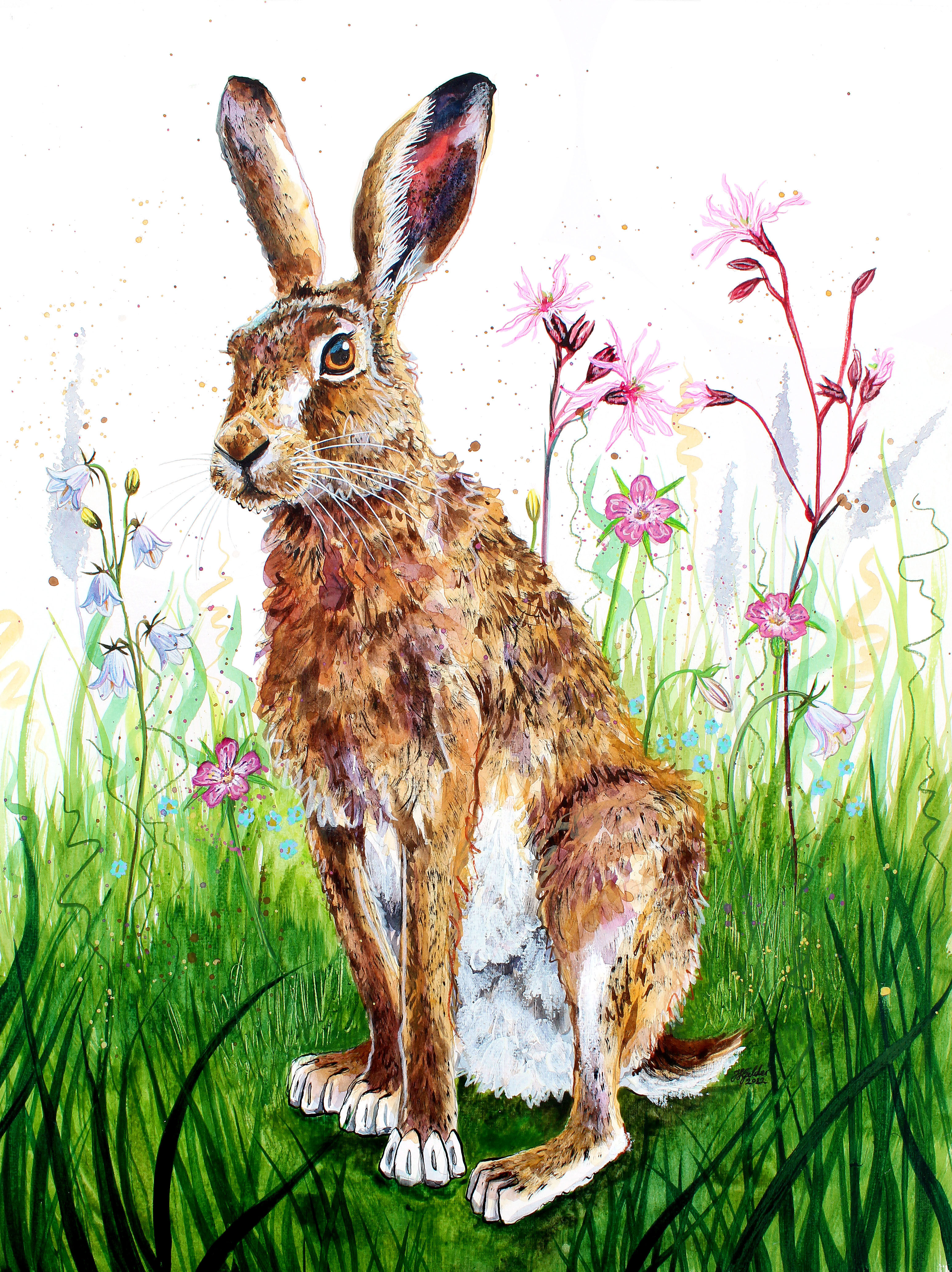 'Flora' Original Hare Painting