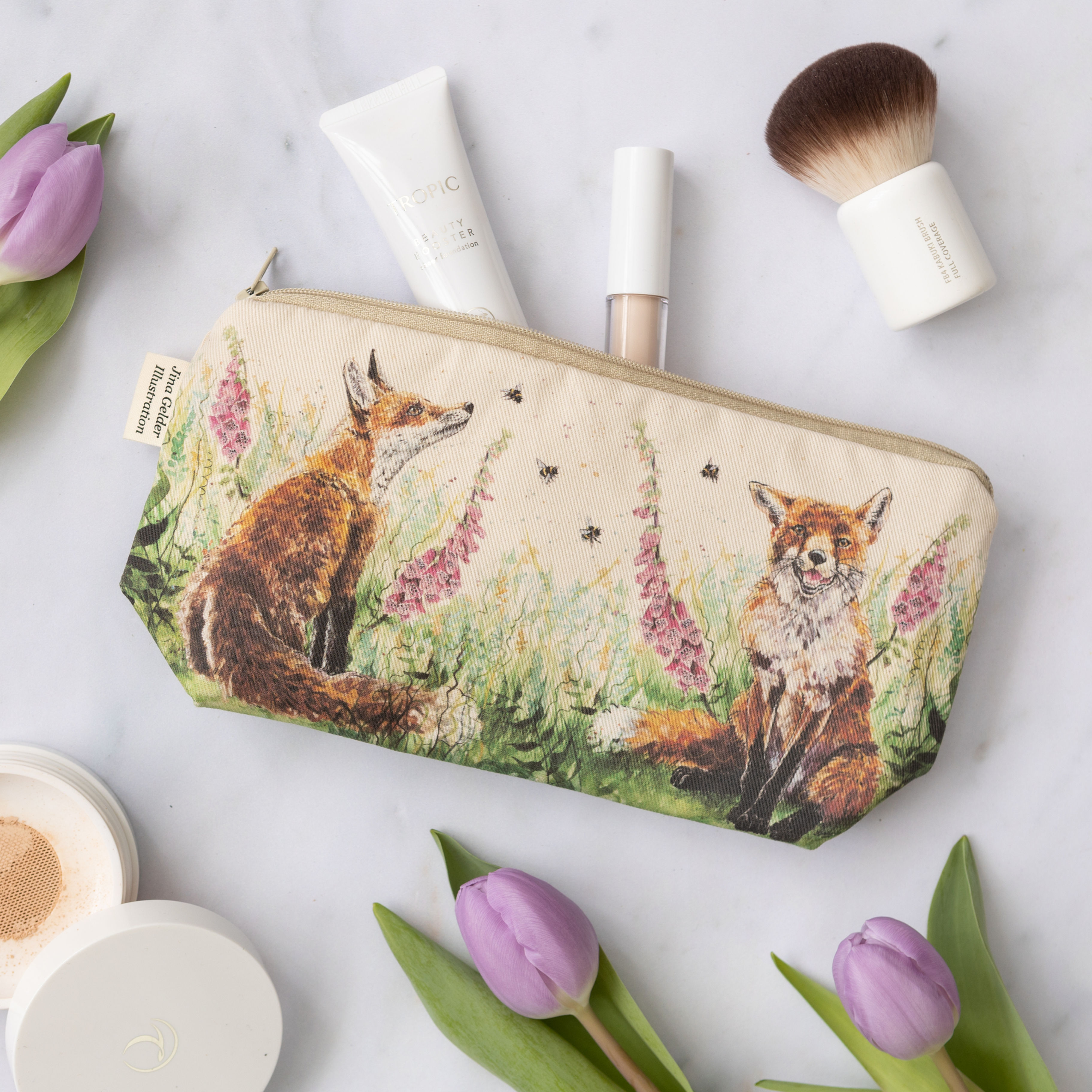 Fox and Bee Cosmetics Bag