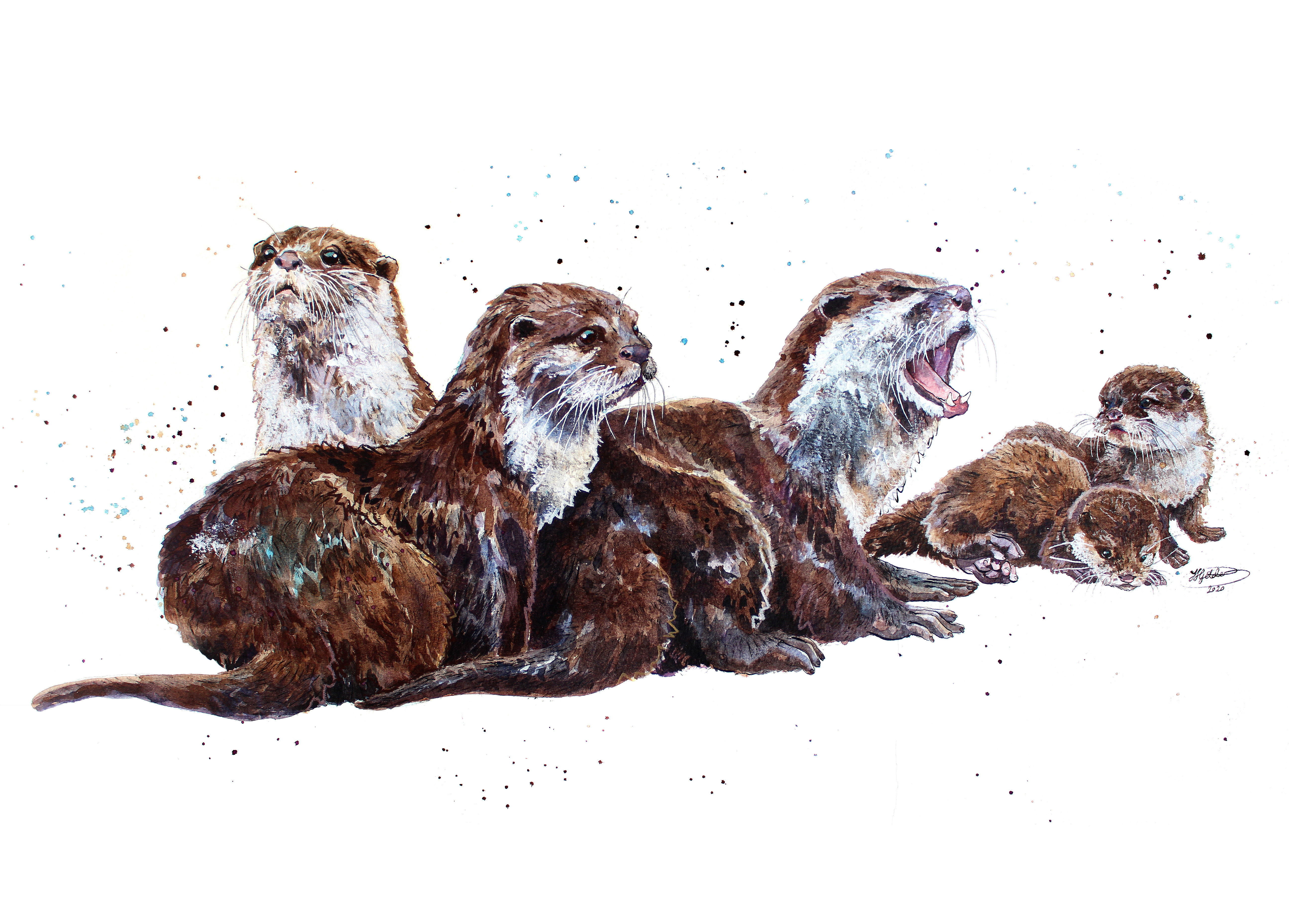 'Otter Chaos' Original Painting