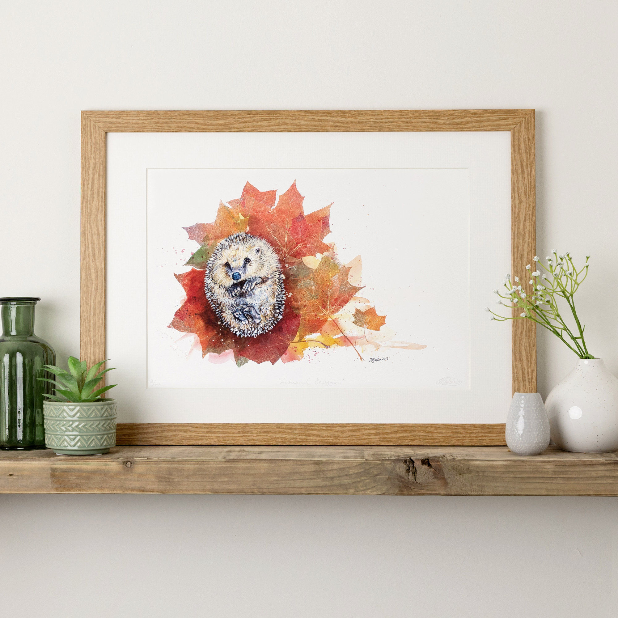 'Autumnal Snuggles' Limited Edition Hedgehog Print