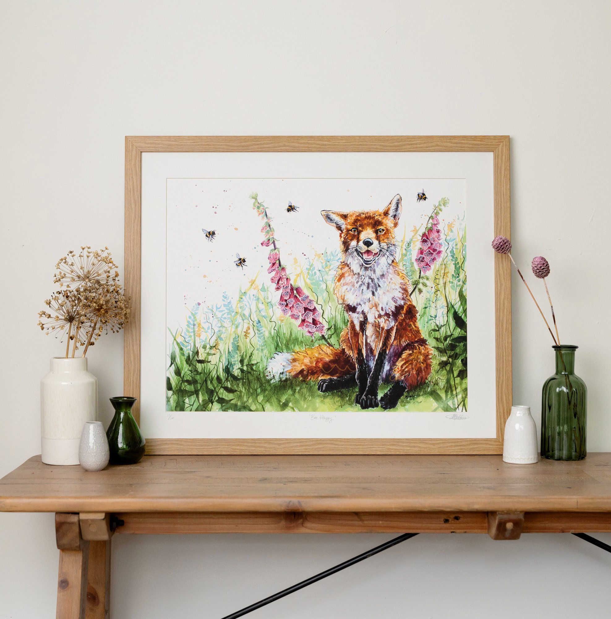 'Bee Happy' Limited Edition Fox Print