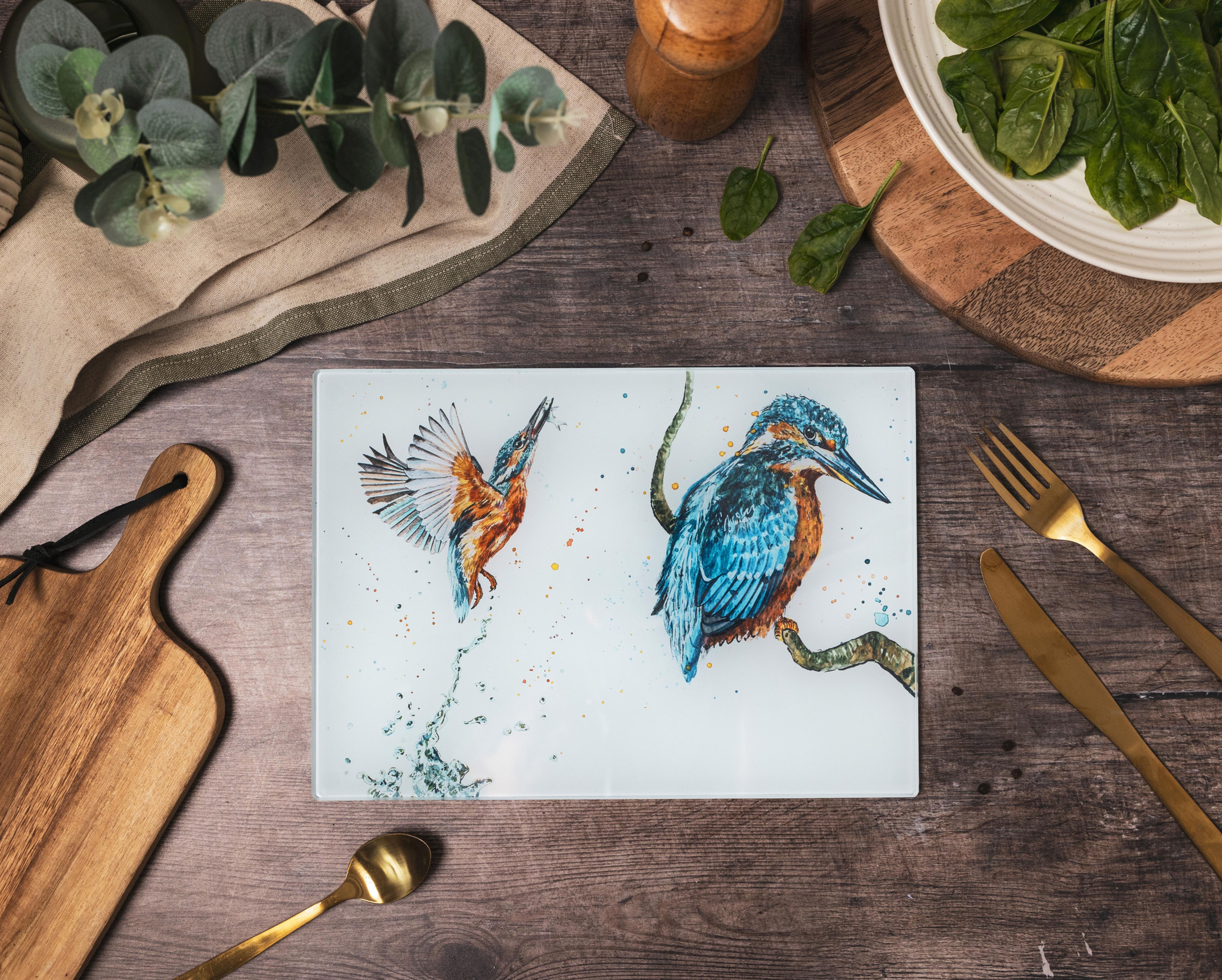 Kingfishers Glass Placemat | Chopping Board
