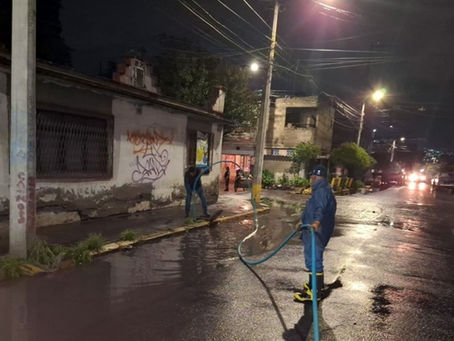 Atiende GEM encharcamientos por lluvias en colonias de La Paz