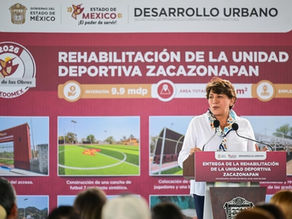 Invierte Delfina Gómez 9.9 mdp en rehabilitación de Unidad Deportiva de Zacazonapan