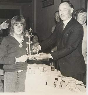 Michael Vaughan pictured handing out a prize at the Euro Surf competition in 1972