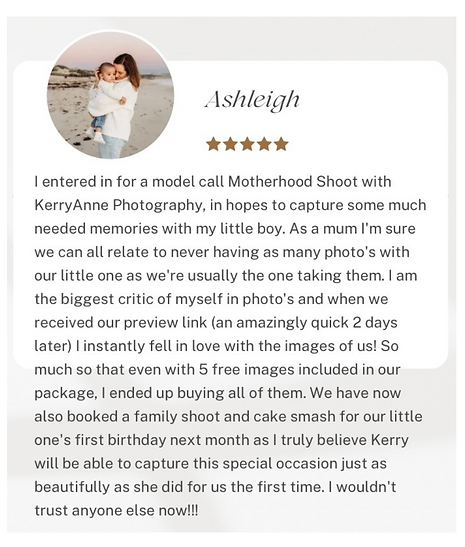 Client Testimonials - Google Reviews - KerryAnne Photography