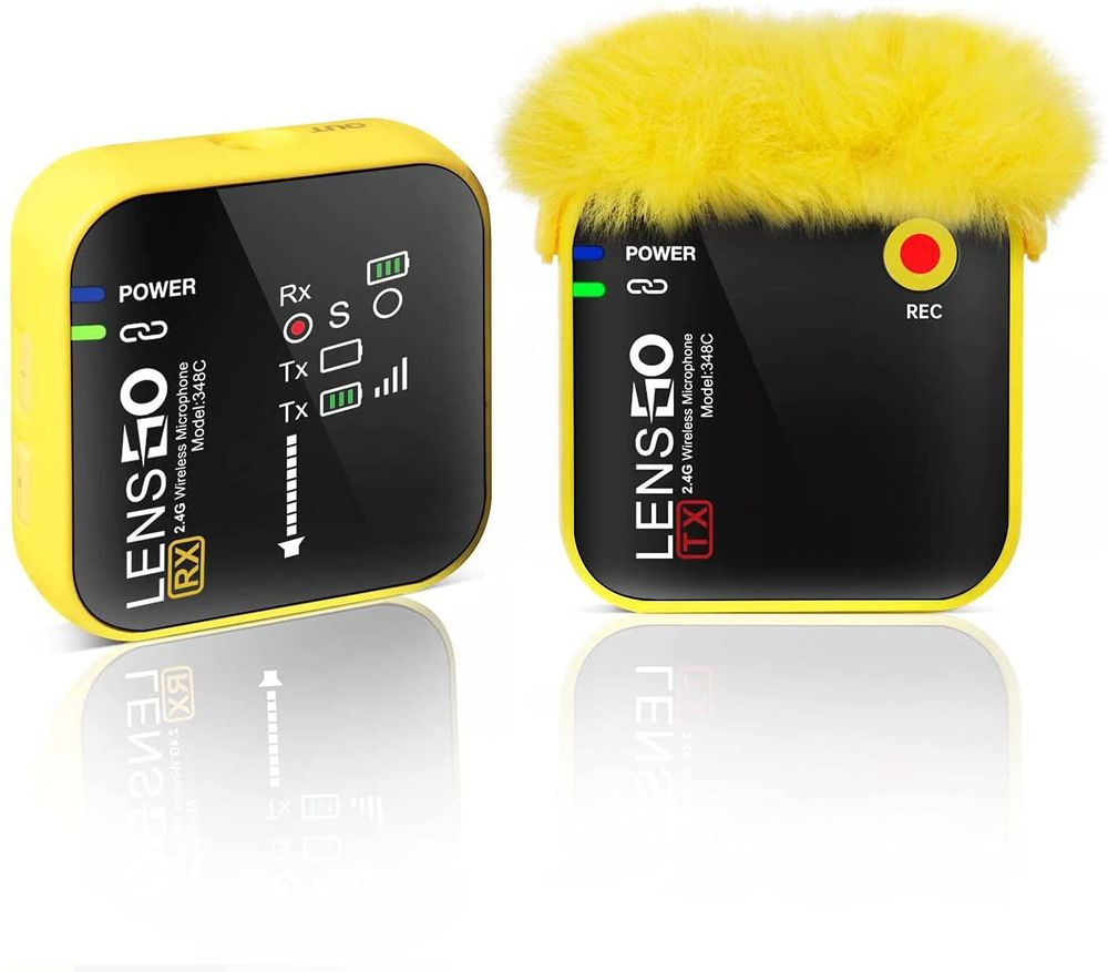 Lensgo 348C Sarı 1V1 Kablosuz Tekli Mikrofon Seti 1 verici 1 alıcı
