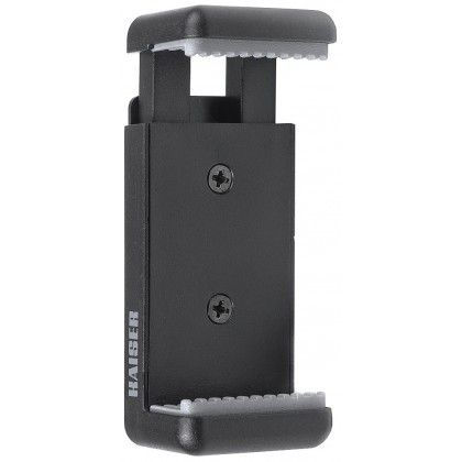 Küçük resim: Kaiser kauçuk kaplı kelepçeli ve üç adet 1/4 inç bağlantılı akıllı telefon tripod tutucu