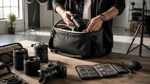 Tenba kamera çantası ile fotoğraf ekipmanlarını düzenli ve güvenli şekilde hazırlayan fotoğrafçı