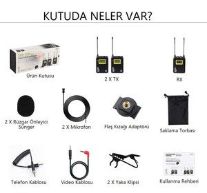 Küçük resim: LENSGO LWM-328C Kablosuz İkili Yaka Mikrofonu Seti UHF 99 kanal