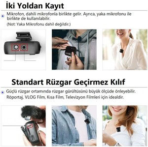 Küçük resim: Lensgo 348C Siyah 1V1 Kablosuz Tekli Mikrofon Seti 1 verici 1 alıcı