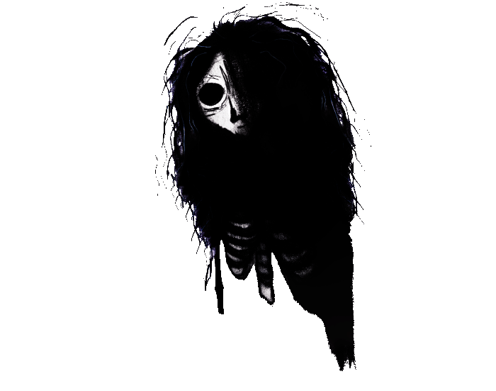 creepy woman in all black